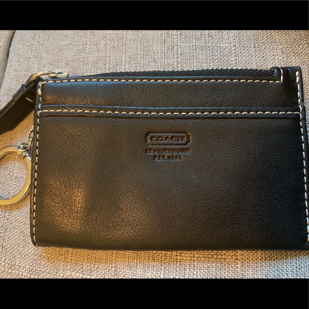 SOLD - Coach black wristlet with key holder